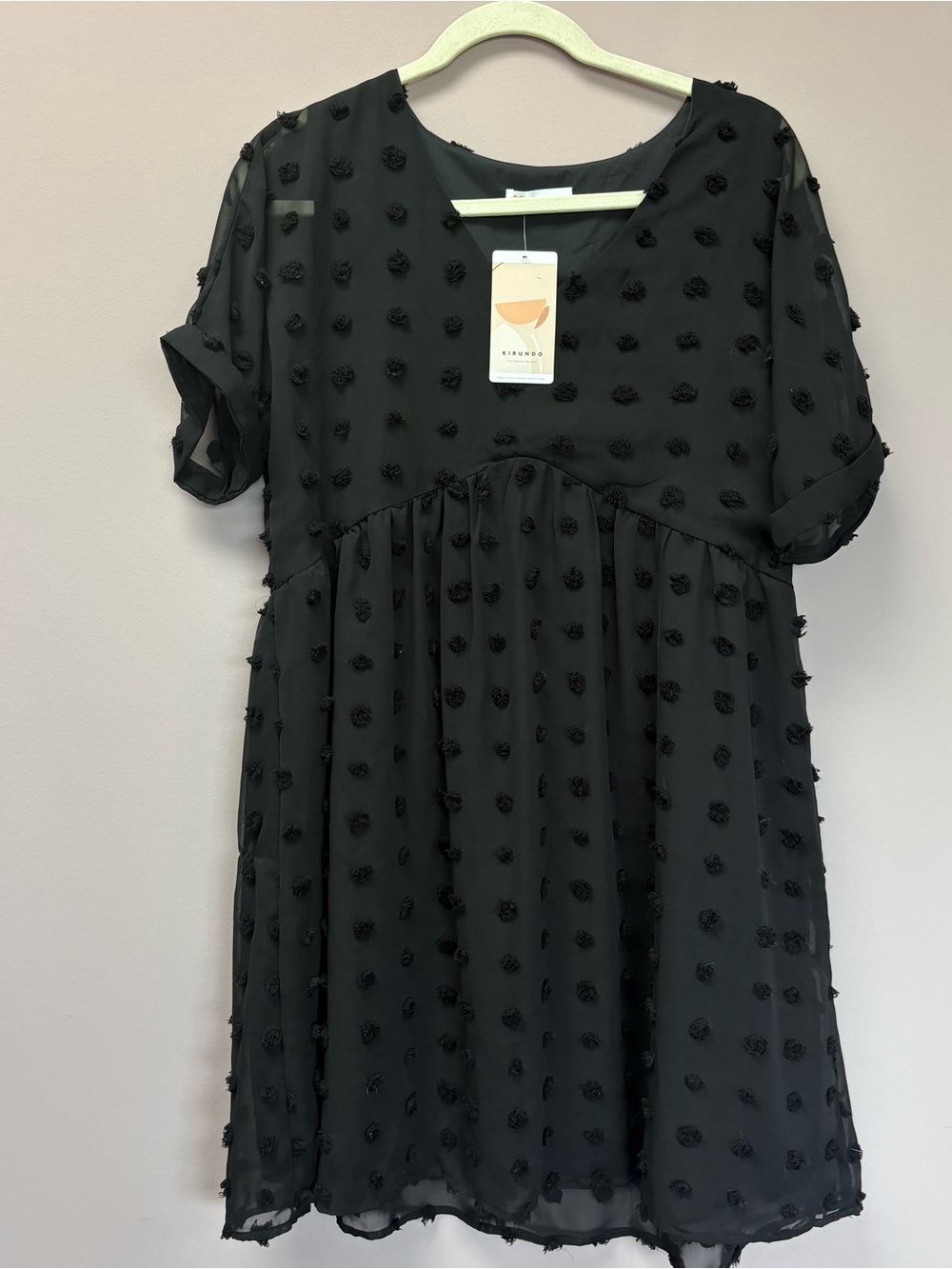 Black Textured Dot Midi Dress-Kirundo